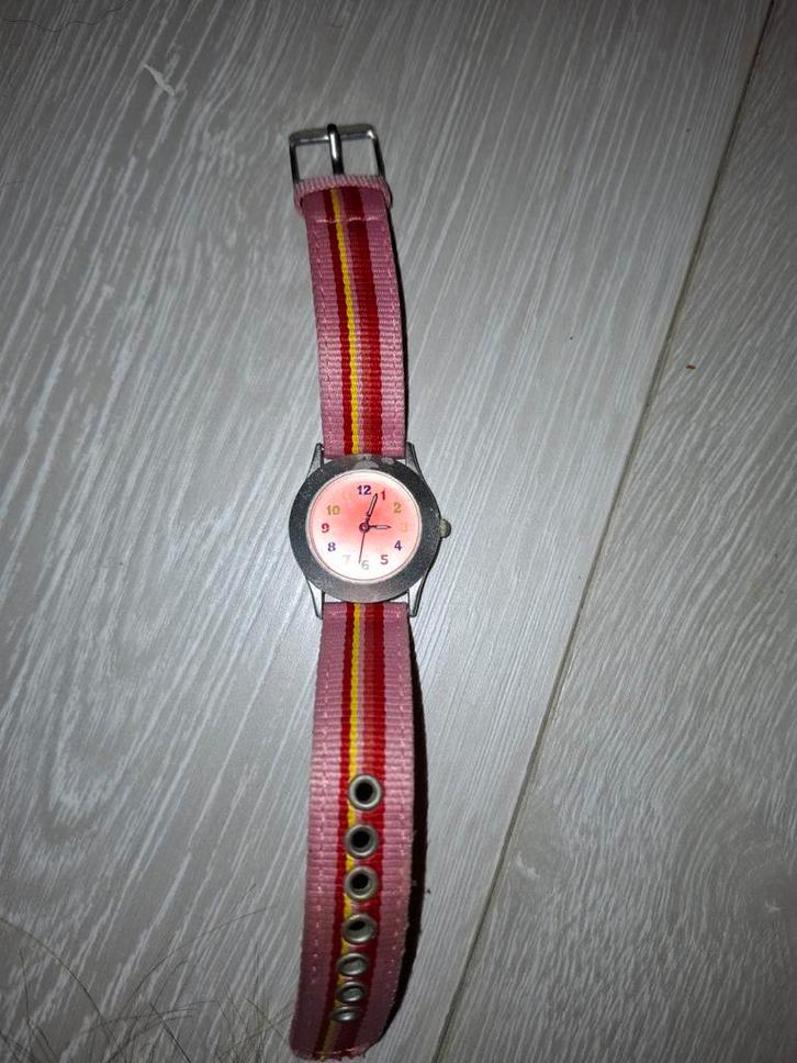 Kinderhorloge roze & zilveren dameshorloge, Sieraden, Tassen en Uiterlijk, Horloges | Kinderen, Gebruikt, Meisje, Roze, Ophalen of Verzenden
