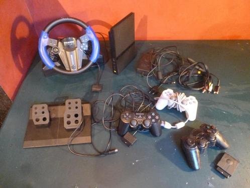 Playstation 2 console + spellen, Spelcomputers en Games, Spelcomputers | Sony PlayStation 2, Gebruikt, Zwart, Met 1 controller