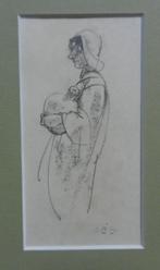 Tekening Vrouwtje met kruik Willem vd Berg1964 (1886-1970), Antiek en Kunst, Ophalen of Verzenden