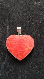 Zilveren hanger met rode koraal, Ophalen of Verzenden, Zilver, Zilver
