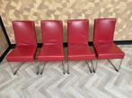 4x Arco design eetkamerstoelen rood leer, Huis en Inrichting, Stoelen, Leer, Ophalen of Verzenden, Zo goed als nieuw, Vier