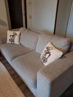 Stoffen banken set: 2-zits & 3-zits - Grijs/Beige, Huis en Inrichting, Ophalen, Gebruikt, 75 tot 100 cm, Rechte bank