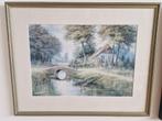 Fascimile Bruggetje over rivier waarop enkele figuren SCH41, Antiek en Kunst, Kunst | Schilderijen | Klassiek, Ophalen of Verzenden
