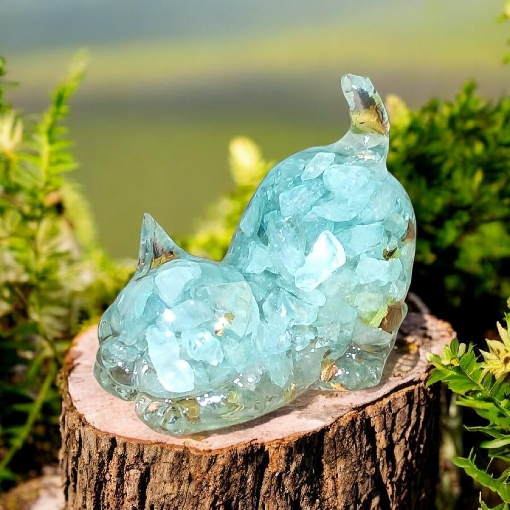 Aquamarijn orgonite katjes, Verzamelen, Mineralen en Fossielen, Ophalen of Verzenden, Mineraal