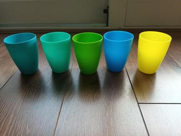 5 plastic bekers hema plastic drink beker blauw groen geel beschikbaar voor biedingen