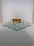 Glazen schaakset – compleet – 7,5 cm koning, Hobby en Vrije tijd, Ophalen of Verzenden, Zo goed als nieuw