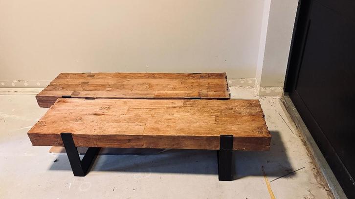Teak houten salontafel, Huis en Inrichting, Tafels | Salontafels, Gebruikt, Minder dan 50 cm, 50 tot 100 cm, 100 tot 150 cm, Rechthoekig