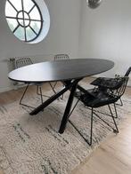 Zwarte marmer look eettafel met 4 stoelen, Ophalen, 100 tot 150 cm, Zo goed als nieuw, Vier personen