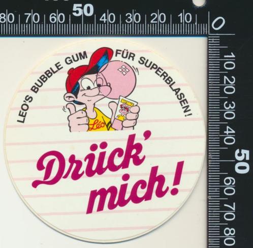 Sticker: Leos Bubble Gum - Druck mich, Verzamelen, Stickers, Zo goed als nieuw, Bedrijf of Vereniging, Ophalen of Verzenden