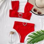 Rode bikini met hartje en riem high waist dames vrouwen, Verzenden, Nieuw, Rood, Bikini