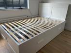 Brimnes bed 140 met lades, Huis en Inrichting, Slaapkamer | Bedden, Ophalen, Gebruikt, Wit, Tweepersoons