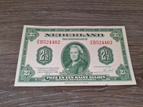 UNC biljet 2,5 gulden 1943, muntbiljet Wilhelmina, Postzegels en Munten, Bankbiljetten | Nederland, Ophalen of Verzenden