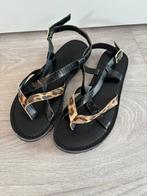 Sandalen zwart panter bruin maat 36, Meisje, Overige typen, Ophalen of Verzenden, Zo goed als nieuw