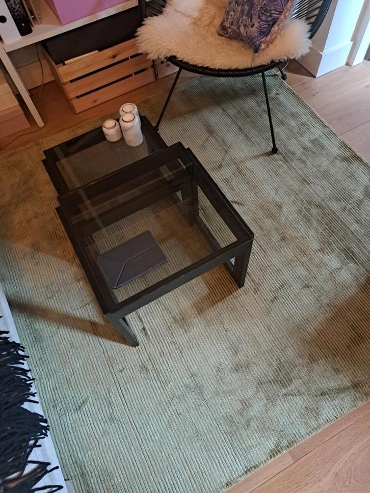 Vloerkleed viscose groen goud 160x230, Huis en Inrichting, Stoffering | Tapijten en Kleden, Zo goed als nieuw, 150 tot 200 cm