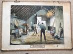 Oude originele schoolplaat over de boerderij, Antiek en Kunst, Kunst | Schilderijen | Klassiek, Ophalen