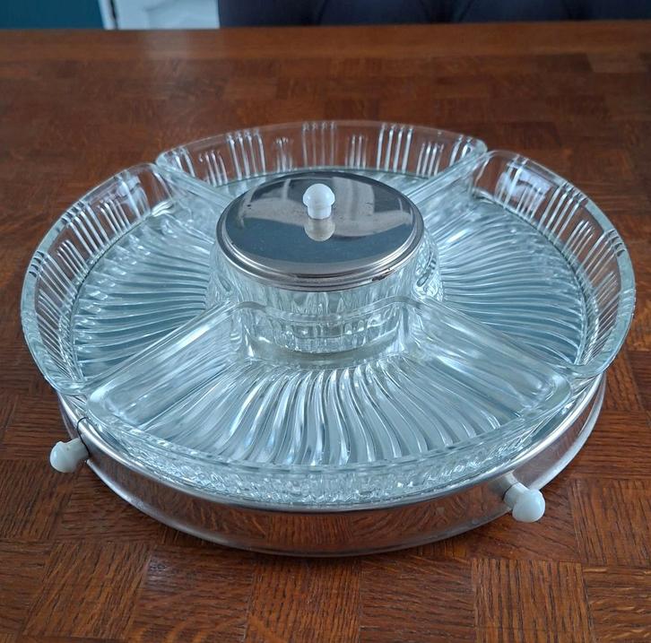Vintage serveerblad Lazy Susan, Verzamelen, Glas en Borrelglaasjes, Gebruikt, Overige typen, Ophalen of Verzenden