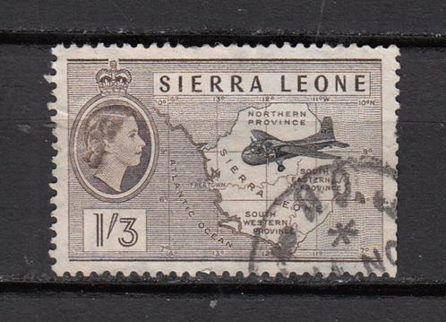 Sierra Leone koningin met vliegtuig landkaart, Postzegels en Munten, Postzegels | Afrika, Gestempeld, Overige landen, Verzenden