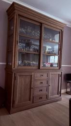 Mooie Eiken Vitrinekast met Schuifdeuren, Huis en Inrichting, Ophalen, Gebruikt, 200 cm of meer, 150 tot 200 cm