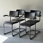 Gispen stoelen met leren zitting japandi 79,-, Huis en Inrichting, Stoelen, Zwart, Nieuw, Ophalen of Verzenden, Vier