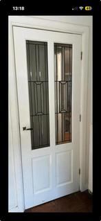 Jaren 30 binnen deur met glas in lood (82cm x 212cm), Ophalen, Gebruikt, Binnendeur, Glas