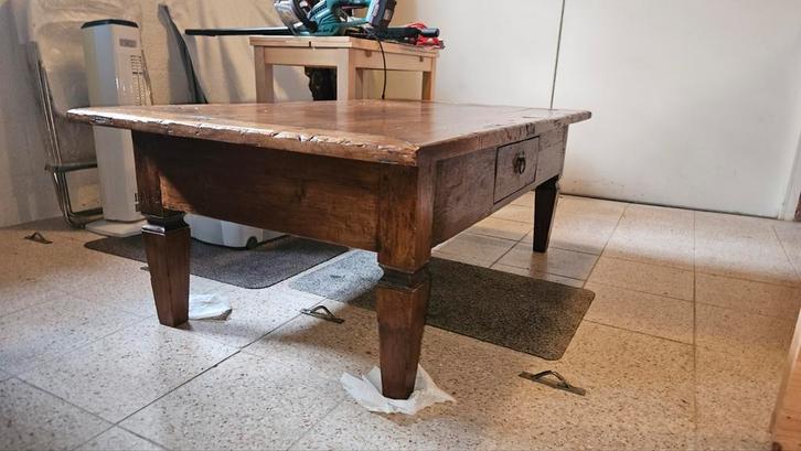 Antieke doorleefte eiken salontafel, Antiek en Kunst, Antiek | Meubels | Tafels, Ophalen