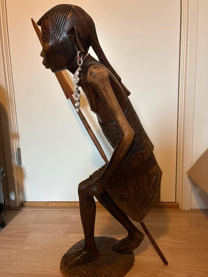 Afrikaans Houten Beeld met Speer, Antiek en Kunst, Kunst | Beelden en Houtsnijwerken, Ophalen