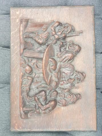 Oud eiken beeld paneel 40 x 25 ongeveer beschikbaar voor biedingen