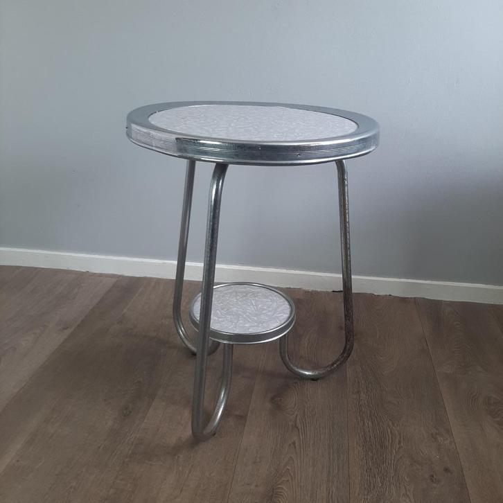 Art Deco rooktafel, Huis en Inrichting, Tafels | Bijzettafels, Gebruikt, Rond, 60 cm of meer, Minder dan 55 cm, Overige materialen