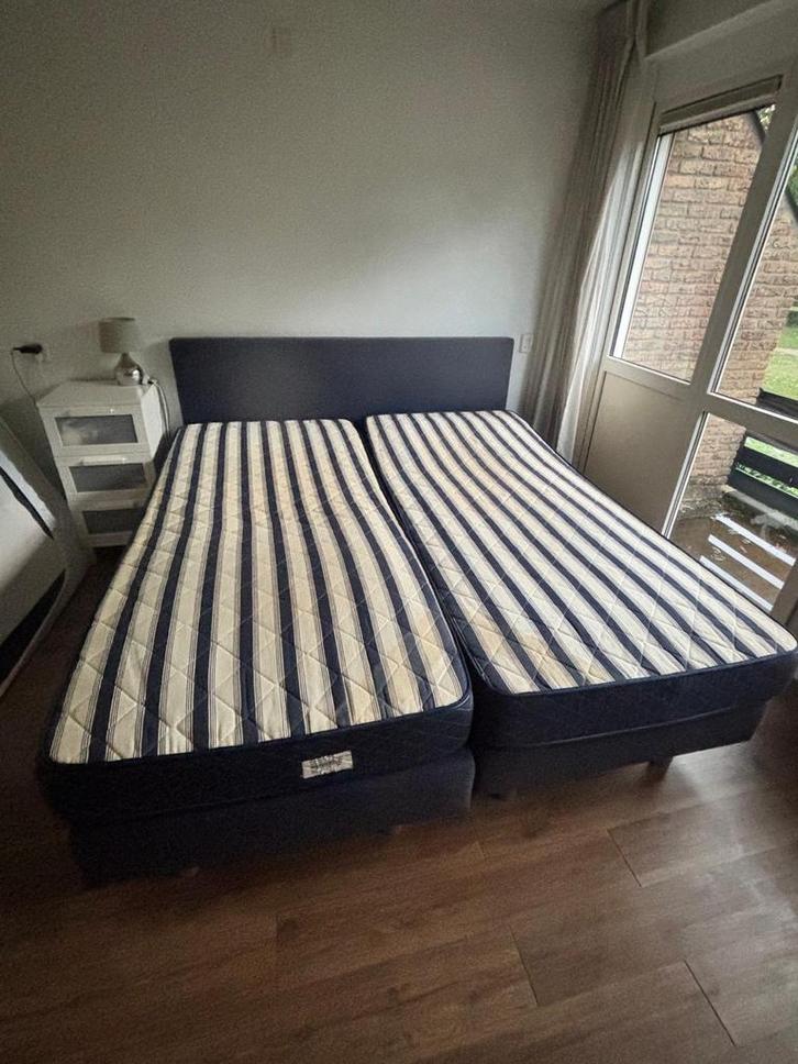 Boxspring Bed - Comfortabel Slapen!, Huis en Inrichting, Slaapkamer | Bedden, Gebruikt, Eenpersoons, 90 cm, 200 cm, Stof, Blauw