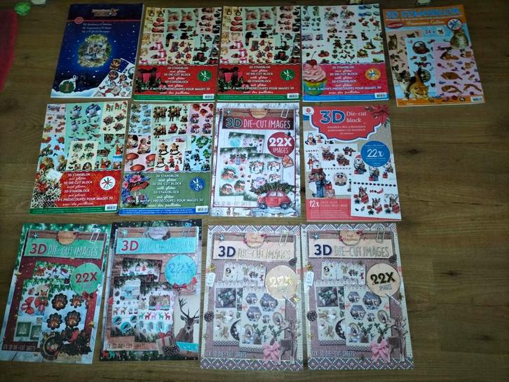 pakket v. 13 stans blokken v 3D kaarten, kerst, va €2,-pst, Hobby en Vrije tijd, Kaarten | Zelf maken, Nieuw, Knipvel, Kerst, Ophalen of Verzenden