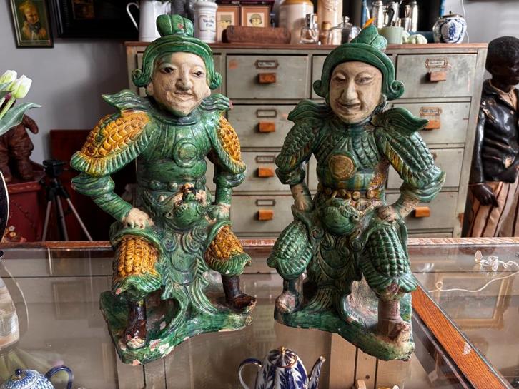 Chinese tempelwachters – handgemaakt sancai-aardewerk, Antiek en Kunst, Curiosa en Brocante, Ophalen of Verzenden