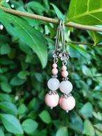 Oorbellen Coral Pink Beryl morganiet-swarovski parels zilver, Sieraden, Tassen en Uiterlijk, Oorbellen, Ophalen, Hangers, Met edelsteen