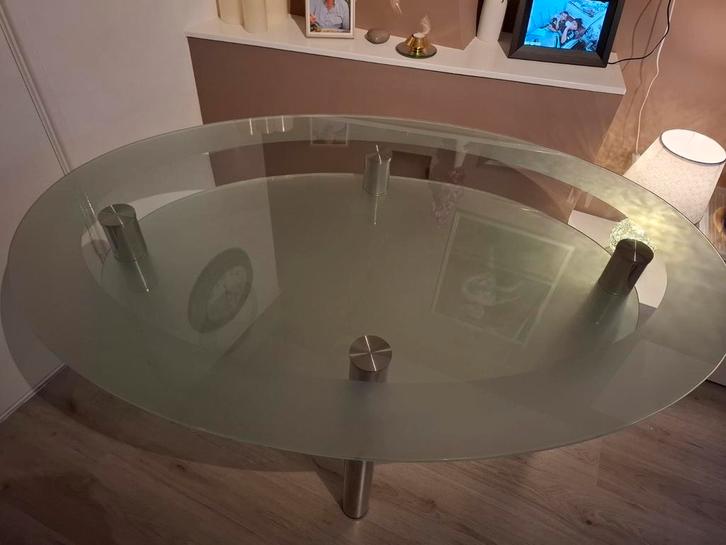 Glazen Eettafel - Stijlvol en Modern, Huis en Inrichting, Tafels | Eettafels, Gebruikt, 100 tot 150 cm, 100 tot 150 cm, Vier personen