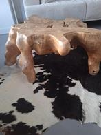 massief houten boomstamtafel Teakhout, Ophalen, Gebruikt, 100 tot 150 cm, Ibiza, industrieel