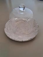 Glazen stolp met stenen schaal, Huis en Inrichting, Schaal, Rond, Ophalen of Verzenden, Glas