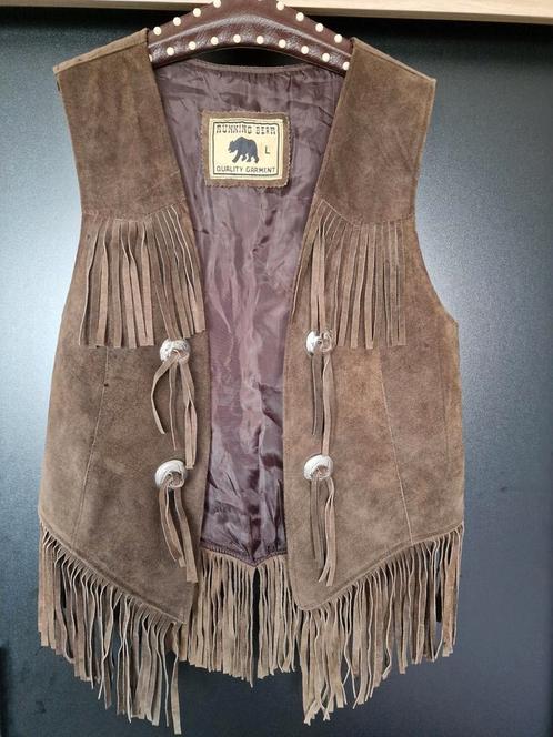 Suède leer leder fringejasje Western stijl Maat L bruin, Kleding | Dames, Bodywarmers, Zo goed als nieuw, Bruin, Ophalen of Verzenden
