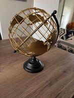 Goud metalen wereldbol, Huis en Inrichting, Woonaccessoires | Wereldbollen, Ophalen of Verzenden, Zo goed als nieuw