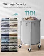 Laundry Basket-Laundry Trolley 110L-Grey and Silver, Ophalen, Overige materialen, Mand, Rond