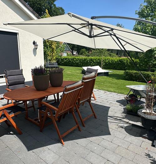 Bijna nieuwe 6p houten tuinset, Tuin en Terras, Tuinsets en Loungesets, Zo goed als nieuw, Tuinset, Hout, 6 zitplaatsen, Eettafel