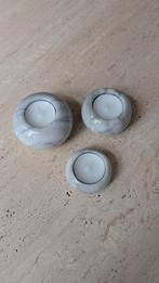 Marmeren waxinelichthouders set van 3, Overige materialen, Gebruikt, Ophalen of Verzenden, Kandelaar