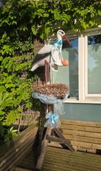 Geboortebord ooievaar jongen blauw nest, Kinderen en Baby's, Ophalen, Zo goed als nieuw, Geboortebord