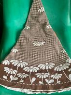 Vintage tafelkleed stof bruin beige lotusbloemen jaren 70, Ophalen of Verzenden, Huis en Inrichting