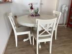 Brocante Eethoek, Huis en Inrichting, Stoelen, Ophalen, Wit, Zo goed als nieuw, Vier
