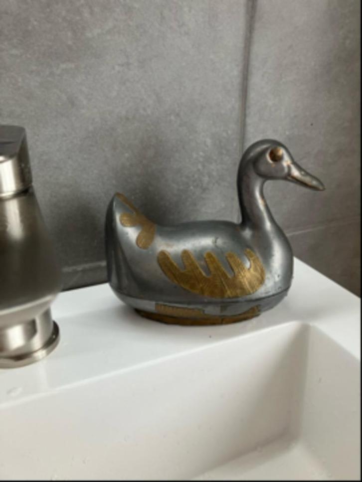 Vintage handgemaakt tin-koper eenden sieradendoosje, Antiek en Kunst, Kunst | Beelden en Houtsnijwerken, Ophalen