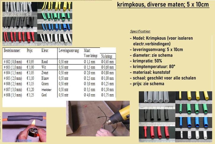MTHO - Krimpkous, diverse maten (zie tabel) (602), Hobby en Vrije tijd, Modeltreinen | H0, Nieuw, Transformator of Voeding, Wisselstroom