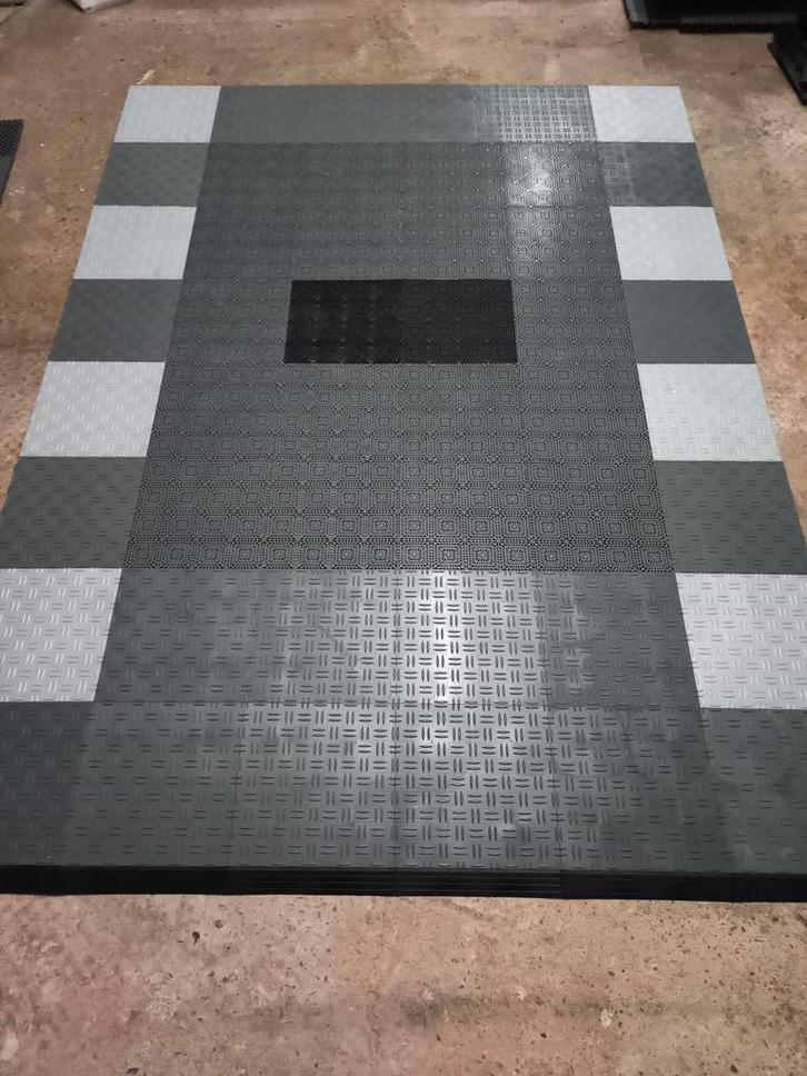 Kunststof Garagevloer 7m2 Grijs/Zilver/Zwart/Wit + Randen, Doe-het-zelf en Verbouw, Tegels, Nieuw, Vloertegels, Overige materialen