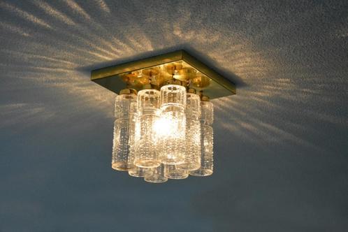 Retro vintage plafondlamp Glashütte Limburg, 60s design, Huis en Inrichting, Lampen | Plafondlampen, Gebruikt, Glas, Ophalen of Verzenden