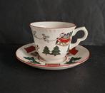 Mason's roomkleurige kop en schotel.Type Christmas Village., Huis en Inrichting, Keuken | Servies, Ophalen of Verzenden, Porselein