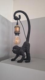 Apenlamp tafellamp zwart met gouden vitting, Ophalen of Verzenden