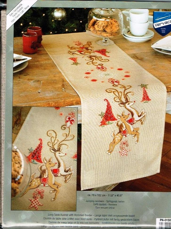 Cado vervaco borduurpakket lange tafelloper herten, Hobby en Vrije tijd, Borduren en Borduurmachines, Nieuw, Borduurpakket, Handborduren